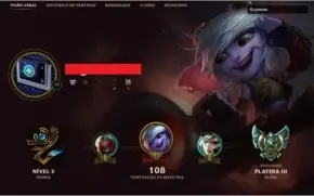 Conta de LOL Platina 3 ( Ganha 30 PDL POR JOGO)