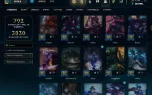 Diamante 2 com TODOS os champs e 352 Skins ( Nivel 1022 )