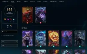 Conta LV 289 / 142 champs, 166 skins(17 lend, 3 ult, 1 mit)