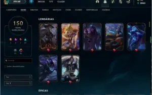 Vendo conta lol , level 375, dono original, 150 skin