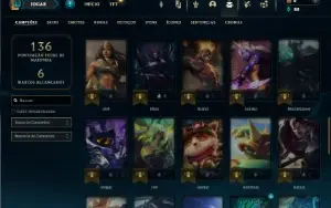 Ouro 3 com 55 Champs e 10 Skins + 4 Fragmentos
