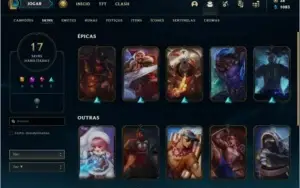 Conta prata 1 com 17 skins e 28 champs