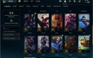Conta prata 1 com 17 skins e 28 champs