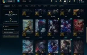 Unranked com 35 Champs e 17 Skins