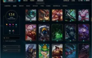 conta de lol gold 1 todos campeões e 134 skins