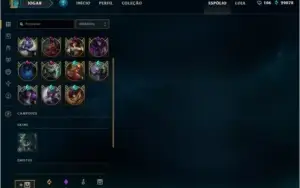 conta de lol gold 1 todos campeões e 134 skins