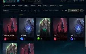 conta de lol gold 1 todos campeões e 134 skins