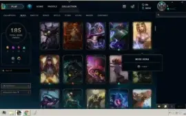 Conta league of legends ouro IV, 185 skins.