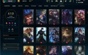 Unranked com TODOS os champs e 610 Skins + 7 Vitoriosas