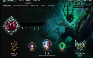 Conta Platina IV| League of Legends| 100 champs|7 pgs runa