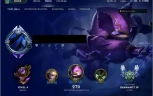 CONTA DIAMANTE IV, 43 SKINS, 100+ CAMPEÕES, 12 PÁGINAS RUNAS