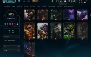 Unranked com TODOS os Champs e 305 Skins ( ADC / JG )
