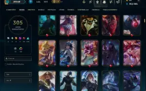 Unranked com TODOS os Champs e 305 Skins ( ADC / JG )