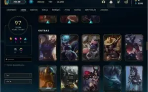 Conta Unranked com 97 skins e 107 champs