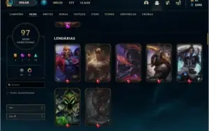 Conta Unranked com 97 skins e 107 champs