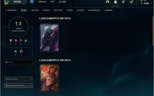 CONTA LOL OURO 2, LVL 59, 63 CHAMPIONS, 14 SKINS, 26 BAUS