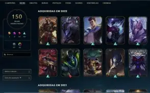 CONTA LOL D2 150 SKIN,VARIOS CROMAS, ETC....