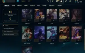 Conta MESTRE com 21 Champs e 21 Fragmentos de skins
