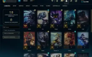 Conta MESTRE com 21 Champs e 21 Fragmentos de skins