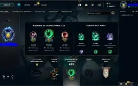 Conta League of Legends - Level 290 - Unranked - 320 skins