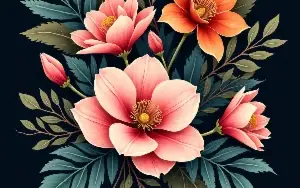 Coleção de Estampas Florais com Fundo Escuro – Mais de 100 A