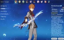 Conta Genshin AR 56 Estrela Invernal Hutao etc