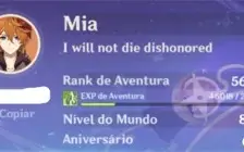 Conta Genshin AR 56 Estrela Invernal Hutao etc