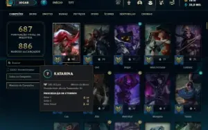 Platina 3 com TODOS os champs e 249 Skins + 6 Prestigios