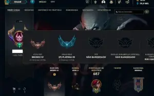 Platina 3 com TODOS os champs e 249 Skins + 6 Prestigios