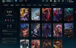 Platina 3 com TODOS os champs e 249 Skins + 6 Prestigios