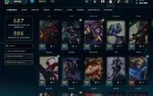 Platina 3 com TODOS os champs e 249 Skins + 6 Prestigios