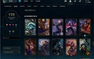 Conta com 120 skins e skins vitoriosas a partir de 2015