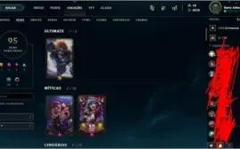 Conta no Lol nvl 119 com 95 skins e 122 champions