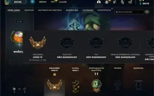 Conta Ouro 4 com 25 Champs e 10 Skins + 2 Fragmentos