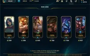Conta Ouro 4 com 25 Champs e 10 Skins + 2 Fragmentos