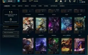 Conta Ouro 4 com 25 Champs e 10 Skins + 2 Fragmentos