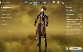 conta genshin hutao zhongli yelan jean cino retentora raiden