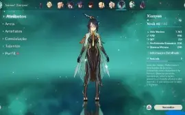 conta genshin hutao zhongli yelan jean cino retentora raiden
