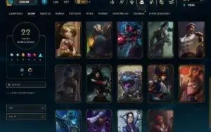 Unranked com 60 Champs e 22 Skins