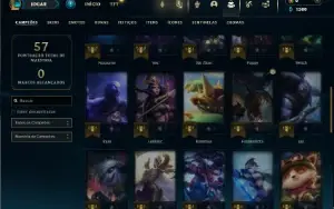 Ouro 3 com 45 Champs e 6 Skins + 3 Espolios