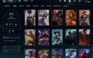 Conta Platina 1 com 110 Champs e 81 Skins ( MAIN SUP )