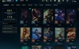 Conta Unranked com TODOS os champs e 178 Skins