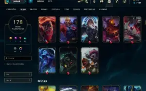 Conta Unranked com TODOS os champs e 178 Skins