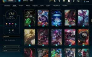 Conta Unranked com TODOS os champs e 178 Skins