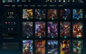 Conta Unranked com TODOS os champs e 178 Skins