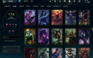 Conta Unranked com TODOS os champs e 178 Skins