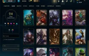 Unranked com 75 Champs e 24 Skins ( MID / JG / TOP )