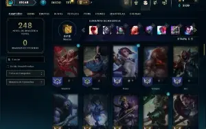 Unranked com 75 Champs e 24 Skins ( MID / JG / TOP )
