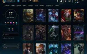 Unranked com 140 Champs e 77 Skins ( ADC / MID / JG )