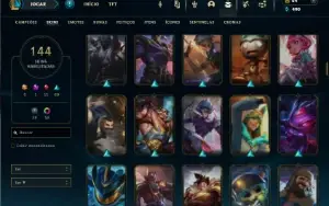 Conta prata 4 com 155 Champs e 144 Skins + 2 Fragmentos
